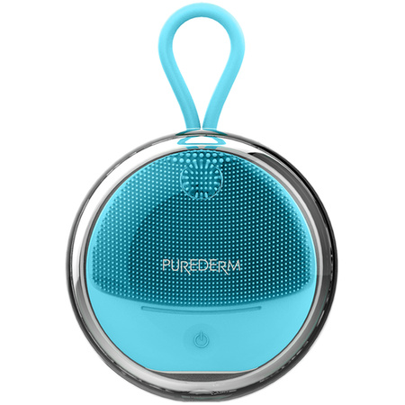 PUREDERM Silicone Travel Sonic Facial Cleansing and Massage Brush, Turquoise