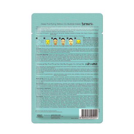 PUREDERM Deep Purifying Yellow O2 Bubble Mask with Turmeric, 25g