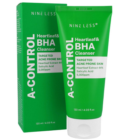 NINE LESS A-Control Heartleaf & BHA Cleanser 120 ml - Żel oczyszczający