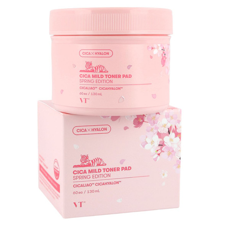 VT Cosmetics Cica Mild Toner Pad (60ea, 130ml) (Spring Edition)
