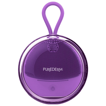 PUREDERM Silicone Travel Sonic Facial Cleansing And Massage Brush, Purple