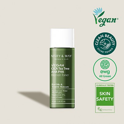 Mary&May Vegan CICA Tea Tree AHA PHA Blemish Toner 30ml