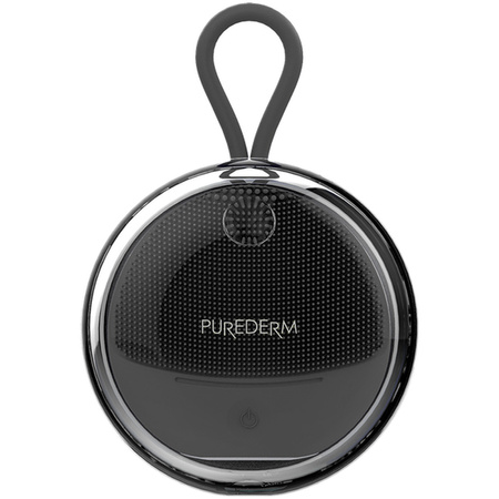PUREDERM Silicone Travel Sonic Facial Cleansing and Massage Brush, Black
