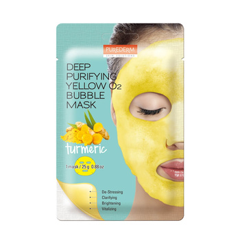 PUREDERM Deep Purifying Yellow O2 Bubble Mask with Turmeric, 25g