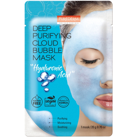 PUREDERM - Korean, vegan bubble face mask with hyaluronic acid, 20g