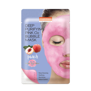 PUREDERM Deep Purifying Pink O2 Bubble Mask with Peach, 25 g